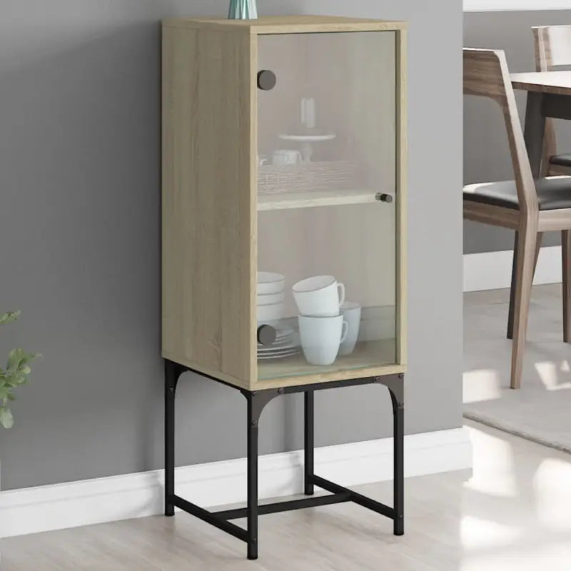 Klassiek dressoir met glazen deur en duurzame bewerkte houtafwerking - Sonoma eiken / 1 - Dressoirs & buffetkasten