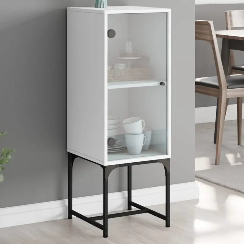 Klassiek dressoir met glazen deur en duurzame bewerkte houtafwerking - Wit / 1 - Dressoirs & buffetkasten