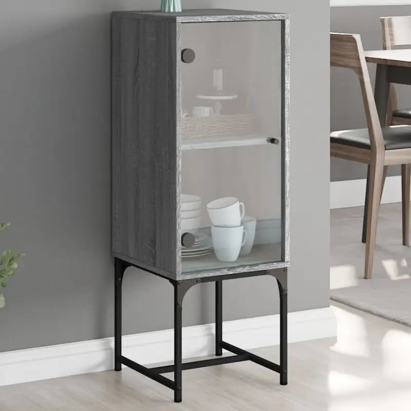 Klassiek dressoir met glazen deur en duurzame bewerkte houtafwerking - Grijs sonoma / 1 - Dressoirs & buffetkasten