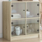 Klassiek dressoir met glazen deuren en duurzame bewerkte houtlook - Sonoma eiken / 1 - Dressoirs & buffetkasten
