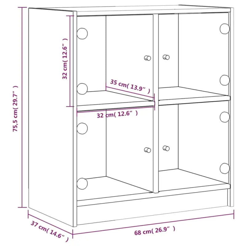 Klassiek dressoir met glazen deuren en duurzame bewerkte houtlook - Dressoirs & buffetkasten