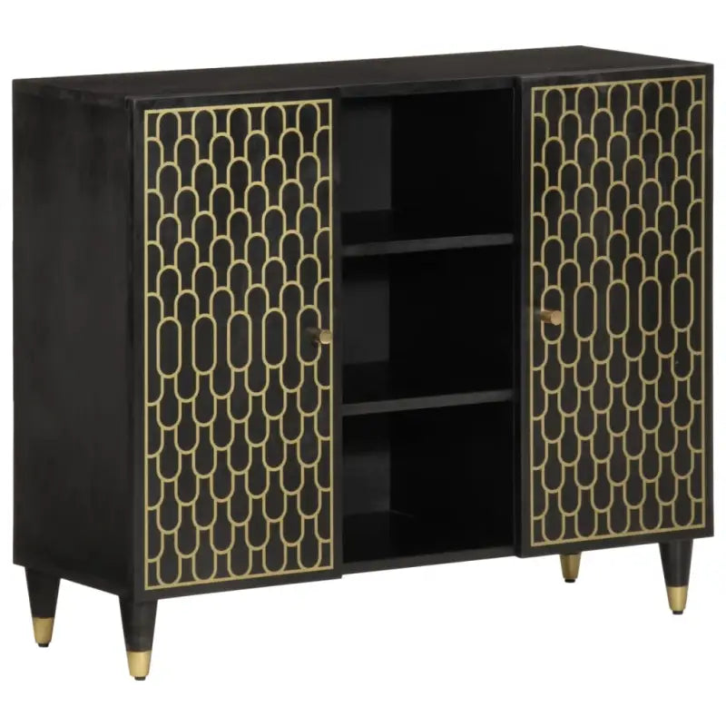 Klassiek dressoir met massief mangohout en houten poten - Zwart / 1 - Dressoirs & buffetkasten