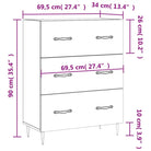 Klassiek dressoir met metalen pootjes in grijs Sonoma van bewerkt hout - Dressoirs & buffetkasten