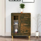 Klassiek dressoir met visuele glazen deur voor elegante opslag - Gerookt eiken / 1 - Dressoirs & buffetkasten