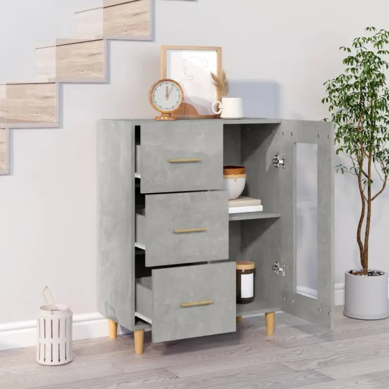 Klassiek dressoir met visuele glazen deur voor elegante opslag - Betongrijs / 1 - Dressoirs & buffetkasten