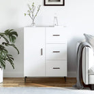 Klassiek dressoir van bewerkt hout in grijs sonoma stijl - Hoogglans wit / 1 - Dressoirs & buffetkasten