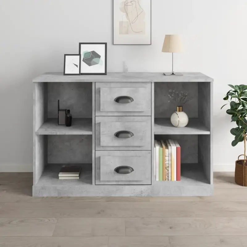 Klassiek dressoir van bewerkt hout met een tijdloze uitstraling - Betongrijs / 1 - Dressoirs & buffetkasten