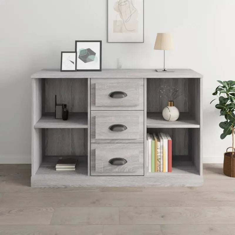 Klassiek dressoir van bewerkt hout met een tijdloze uitstraling - Grijs sonoma / 1 - Dressoirs & buffetkasten