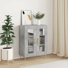 Klassiek dressoir van bewerkt hout met glazen details - Betongrijs / 1 - Dressoirs & buffetkasten