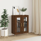 Klassiek dressoir van bewerkt hout met glazen details - bruin eikenkleur / 1 - Dressoirs & buffetkasten