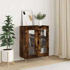 Klassiek dressoir van bewerkt hout met glazen details - Gerookt eiken / 1 - Dressoirs & buffetkasten