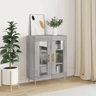Klassiek dressoir van bewerkt hout met glazen details - Grijs sonoma / 1 - Dressoirs & buffetkasten