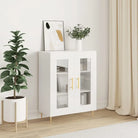 Klassiek dressoir van bewerkt hout met glazen details - Hoogglans wit / 1 - Dressoirs & buffetkasten