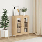 Klassiek dressoir van bewerkt hout met glazen details - Sonoma eiken / 1 - Dressoirs & buffetkasten