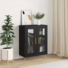 Klassiek dressoir van bewerkt hout met glazen details - Zwart / 1 - Dressoirs & buffetkasten