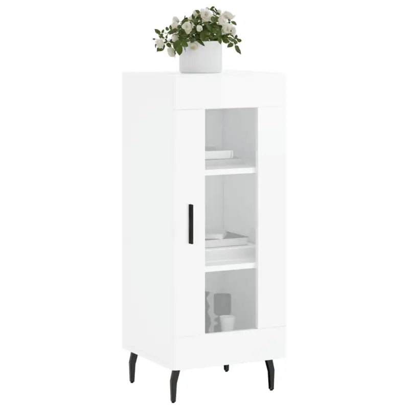 Klassiek dressoir van bewerkt hout met hoogglans wit afwerking - Dressoirs & buffetkasten