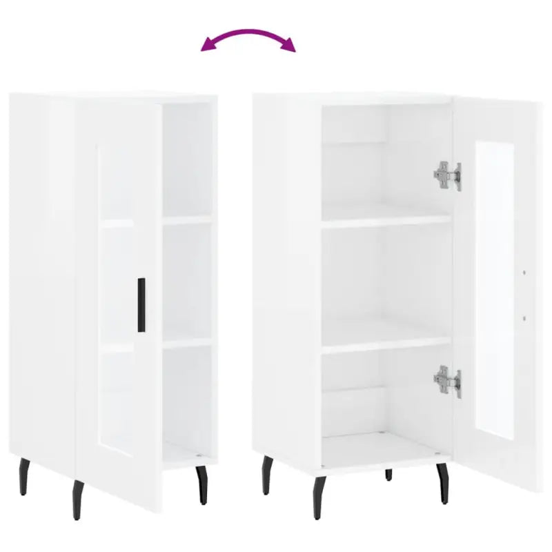 Klassiek dressoir van bewerkt hout met hoogglans wit afwerking - Dressoirs & buffetkasten