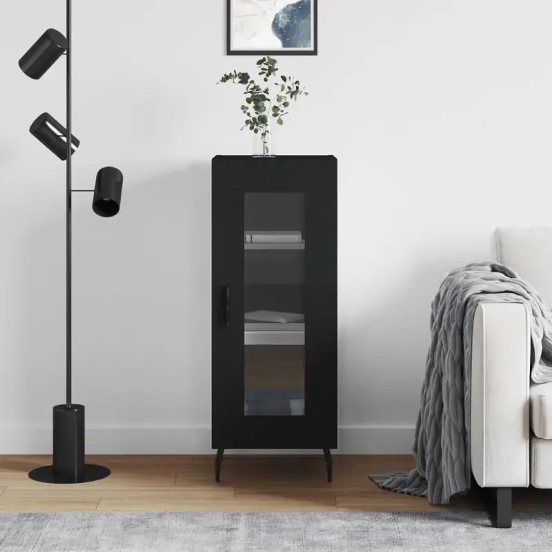 Klassiek dressoir van bewerkt hout met hoogglans wit afwerking - Zwart / 1 - Dressoirs & buffetkasten