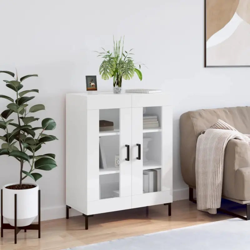 Klassiek dressoir van bewerkt hout met ijzeren poten - Hoogglans wit / 1 - Dressoirs & buffetkasten