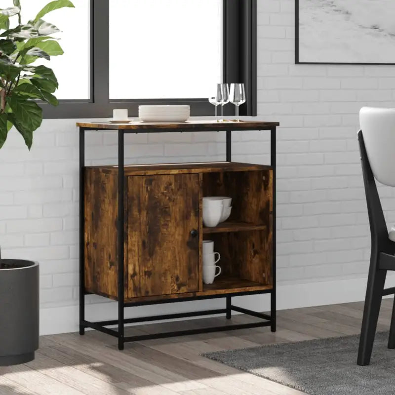 Klassiek dressoir van bewerkt hout met stevig blad en verstelbare poten - Gerookt eiken / 1 - Dressoirs & buffetkasten