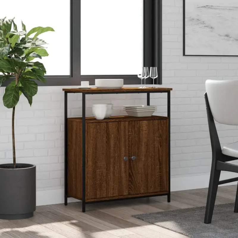 Klassiek dressoir van bewerkt hout met stevig blad en verstelbare poten - bruin eikenkleur / 1 - Dressoirs &
