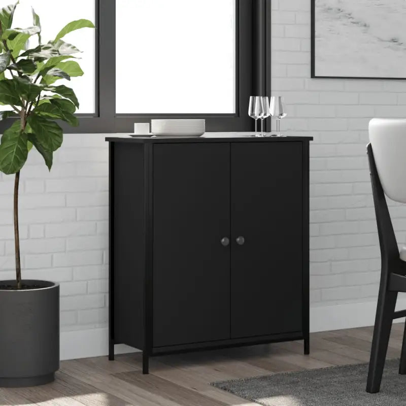 Klassiek dressoir van bewerkt hout met stevig blad en verstelbare poten - Zwart / 1 - Dressoirs & buffetkasten