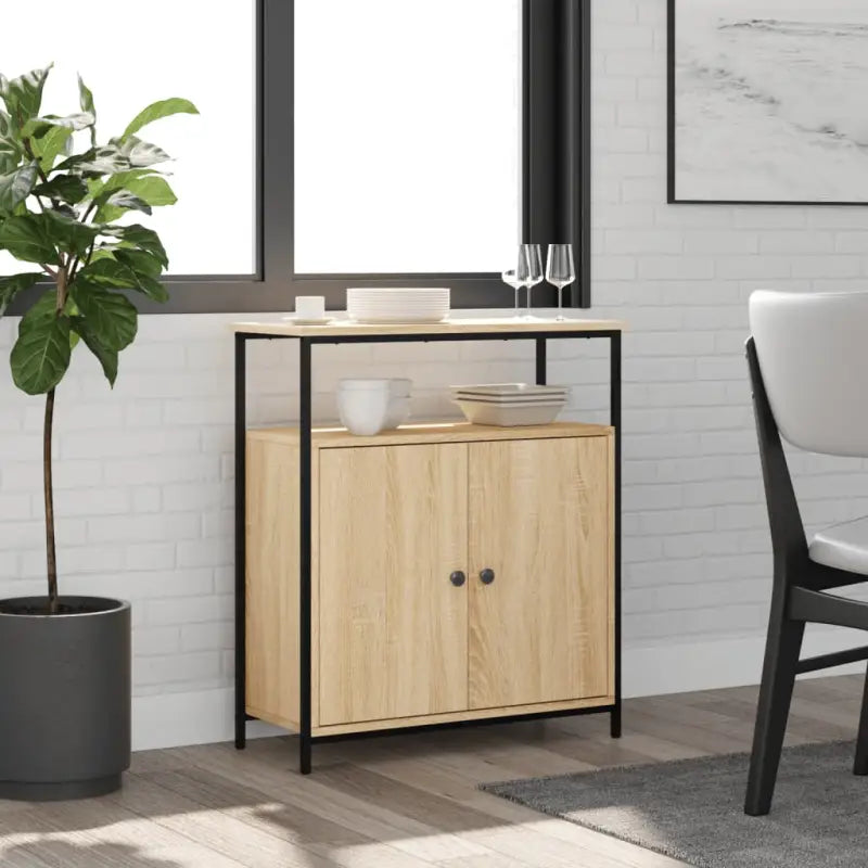 Klassiek dressoir van bewerkt hout met stevig blad en verstelbare poten - Sonoma eiken / 1 - Dressoirs & buffetkasten