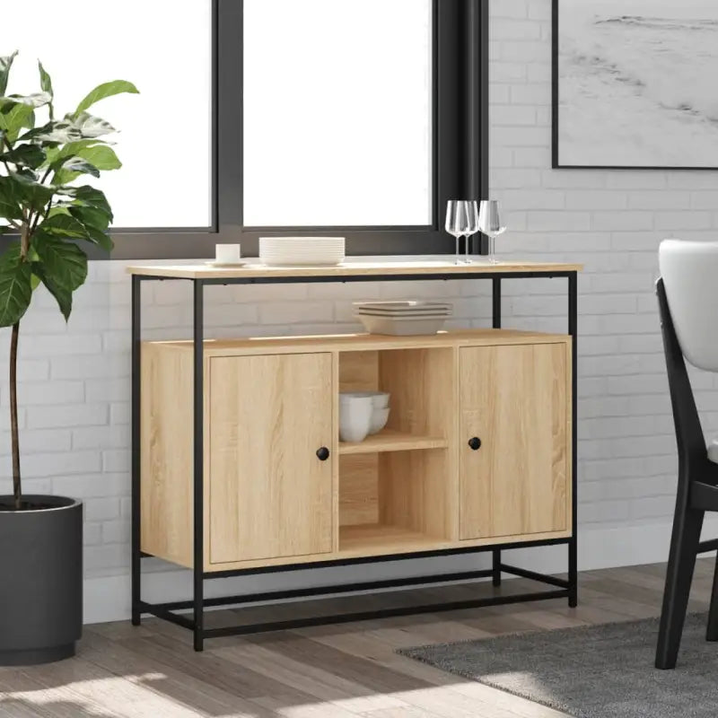 Klassiek dressoir van bewerkt hout met stevig blad en verstelbare poten - Sonoma eiken / 1 - Dressoirs & buffetkasten