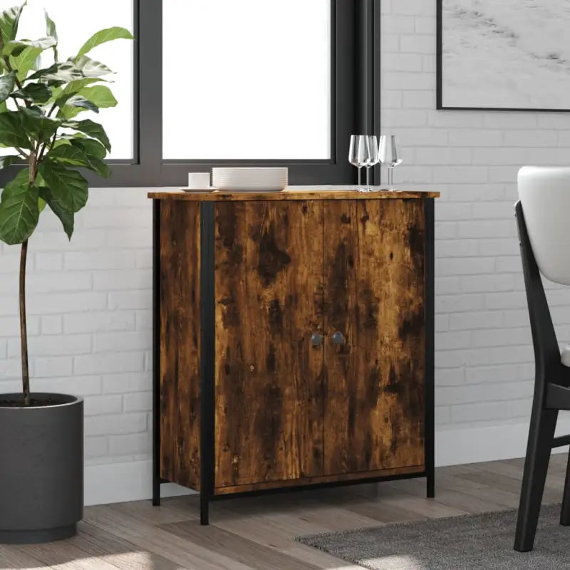 Klassiek dressoir van bewerkt hout met stevig blad en verstelbare poten - Gerookt eiken / 1 - Dressoirs & buffetkasten