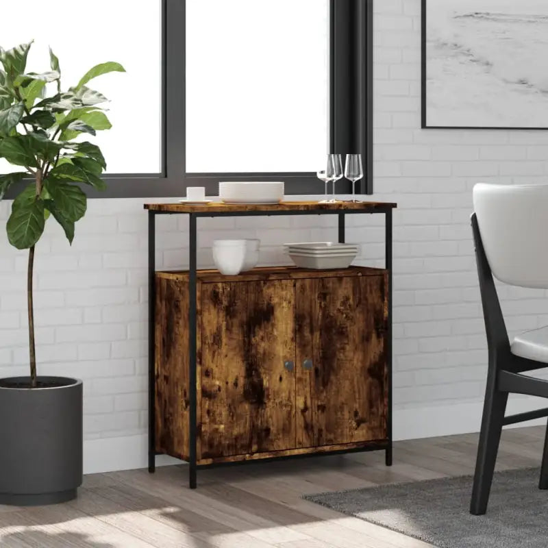 Klassiek dressoir van bewerkt hout met stevig blad en verstelbare poten - Gerookt eiken / 1 - Dressoirs & buffetkasten