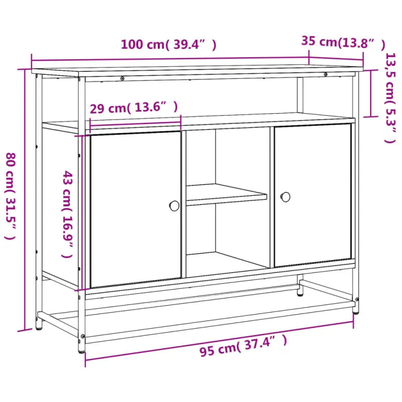 Klassiek dressoir van bewerkt hout met stevig blad en verstelbare poten - Dressoirs & buffetkasten
