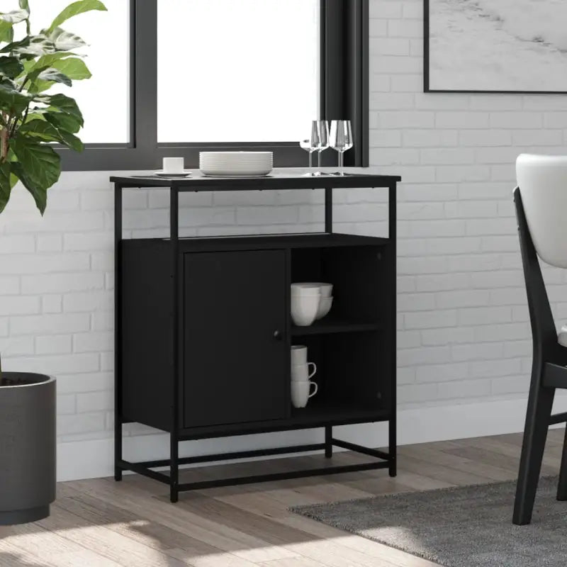 Klassiek dressoir van bewerkt hout met stevig blad en verstelbare poten - Zwart / 1 - Dressoirs & buffetkasten