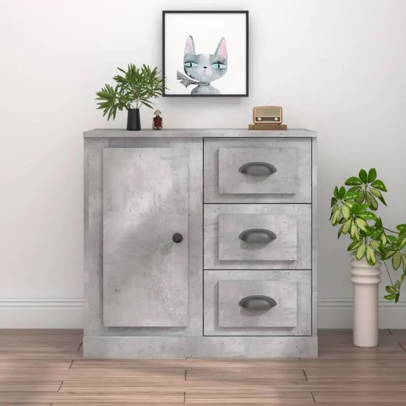 Klassiek dressoir van bewerkt hout met tijdloze uitstraling - Betongrijs / 1 - Dressoirs & buffetkasten