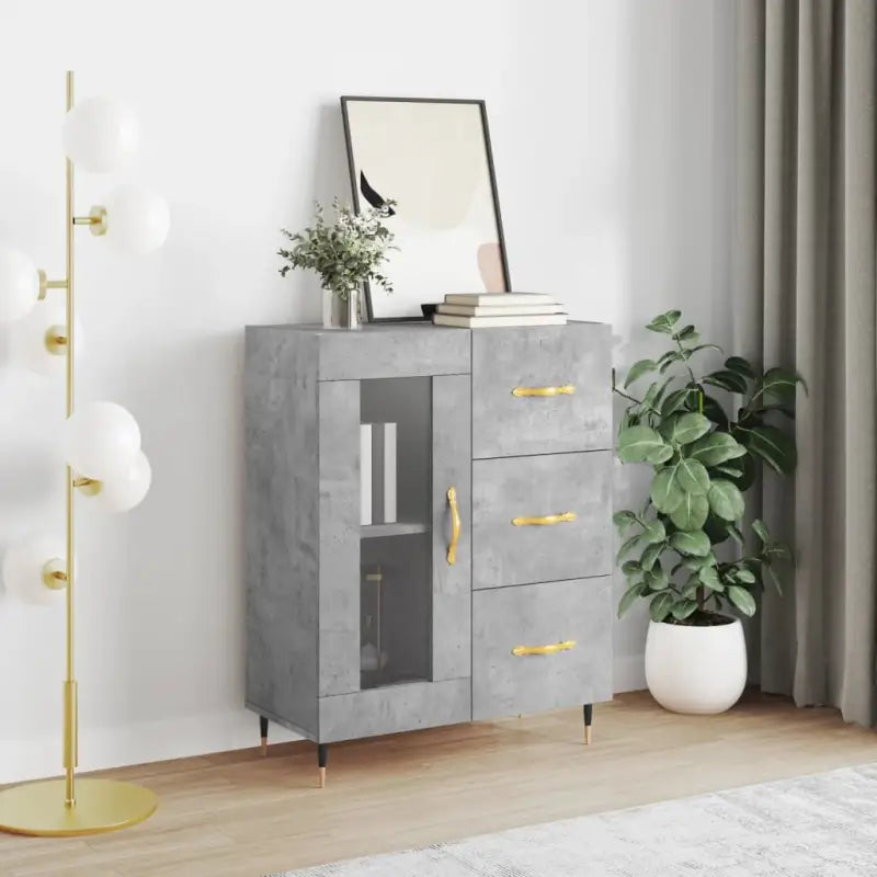 Klassiek dressoir van bewerkt hout met tijdloze uitstraling - Betongrijs / 1 - Dressoirs & buffetkasten