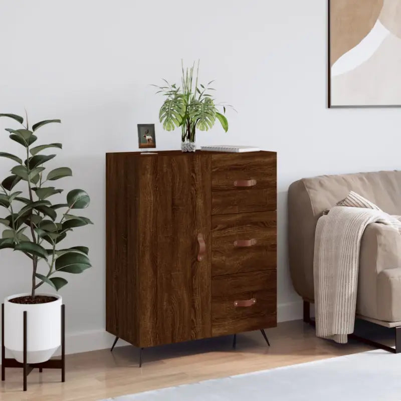Klassiek dressoir van bewerkt hout met tijdloze uitstraling - Bruineiken / 1 - Dressoirs & buffetkasten