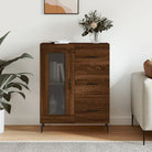 Klassiek dressoir van bewerkt hout met tijdloze uitstraling - bruin eikenkleur / 1 - Dressoirs & buffetkasten