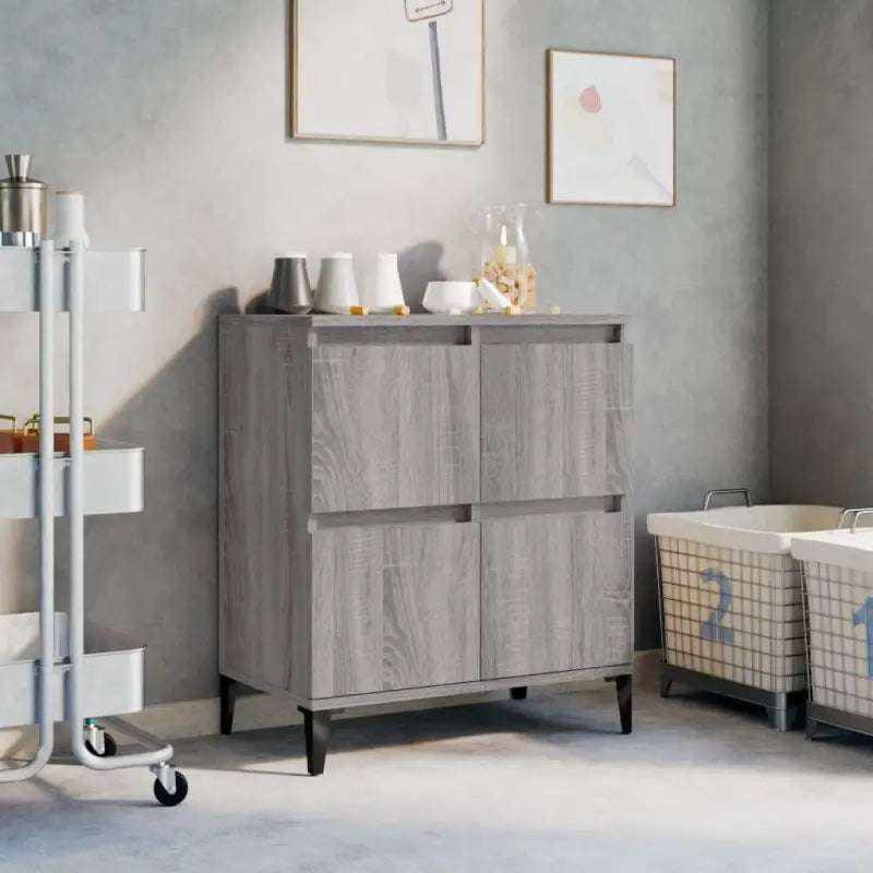 Klassiek dressoir van bewerkt hout met tijdloze uitstraling - Grijs sonoma / 1 - Dressoirs & buffetkasten