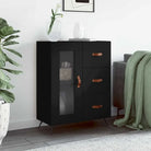 Klassiek dressoir van bewerkt hout met tijdloze uitstraling - Zwart / 1 - Dressoirs & buffetkasten