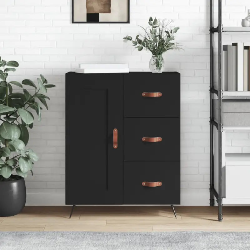 Klassiek dressoir van bewerkt hout met tijdloze uitstraling - Zwart / 1 - Dressoirs & buffetkasten