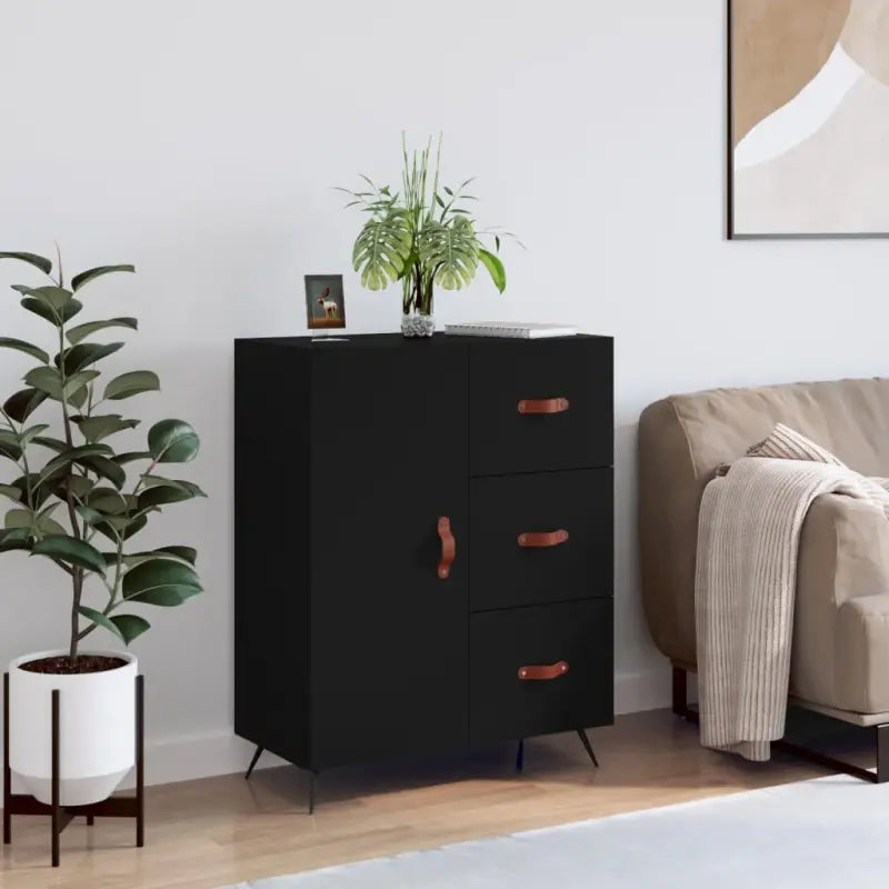 Klassiek dressoir van bewerkt hout met tijdloze uitstraling - Zwart / 1 - Dressoirs & buffetkasten