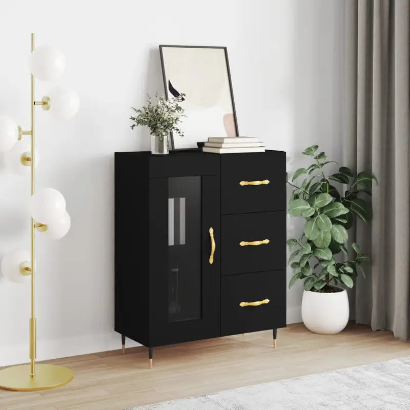 Klassiek dressoir van bewerkt hout met tijdloze uitstraling - Zwart / 1 - Dressoirs & buffetkasten