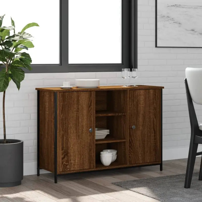 Klassiek dressoir van bewerkt hout met verstelbare poten - bruin eikenkleur / 1 - Dressoirs & buffetkasten