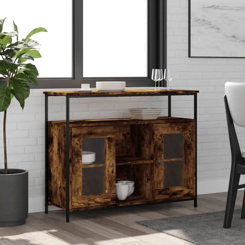 Klassiek dressoir van bewerkt hout met verstelbare poten - Gerookt eiken / 1 - Dressoirs & buffetkasten