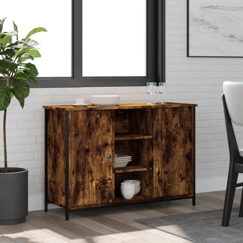 Klassiek dressoir van bewerkt hout met verstelbare poten - Gerookt eiken / 1 - Dressoirs & buffetkasten