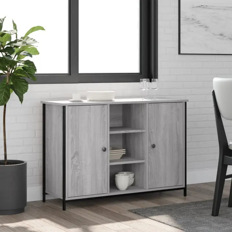 Klassiek dressoir van bewerkt hout met verstelbare poten - Grijs sonoma / 1 - Dressoirs & buffetkasten