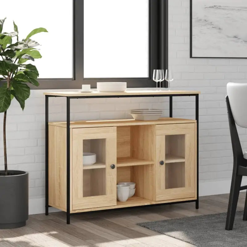 Klassiek dressoir van bewerkt hout met verstelbare poten - Sonoma eiken / 1 - Dressoirs & buffetkasten