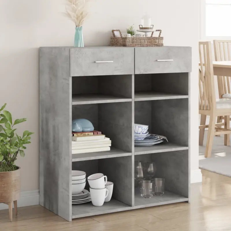 Klassiek dressoir van bewerkt hout voor een stijlvolle inrichting - Betongrijs / 1 - Dressoirs & buffetkasten