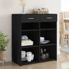 Klassiek dressoir van bewerkt hout voor een stijlvolle inrichting - Zwart / 1 - Dressoirs & buffetkasten