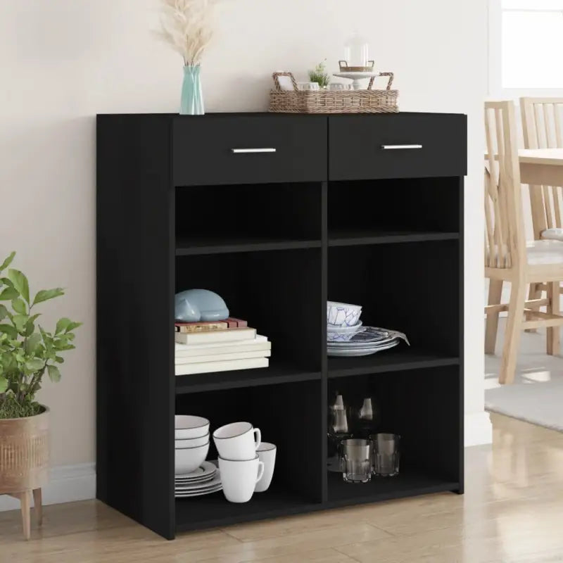 Klassiek dressoir van bewerkt hout voor een stijlvolle inrichting - Zwart / 1 - Dressoirs & buffetkasten
