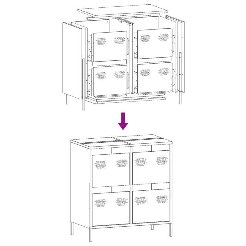 Klassiek dressoir van koudgewalst staal voor huis en kantoor - Dressoirs & buffetkasten